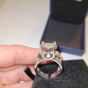 Sterling silver ring. Nicely elevated.cubic zirconia pave. Unique ring .